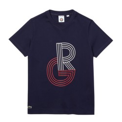 Women's T-shirt Lacoste SPORT Graphic Roland Garros - blue marine/white
