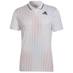 Men's Polo T-shirt Adidas Melbourne Polo M - white/legacy burgundy/sky rush