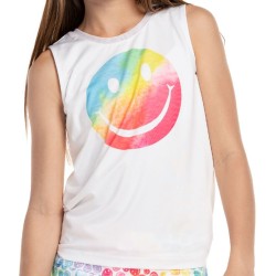 Girls' T-shirt Lucky in Love Novelty Print All Smiles Tie Back Tank - multicolor
