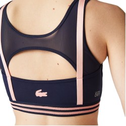 Women's bra Lacoste Contrast Accents And Cut-Outs Sports Bra - navy blue/pink/navy blue