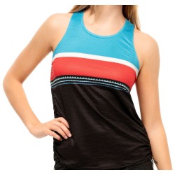 Women's top Lucky in Love Post a Plaid Post it Cinch Tank - black