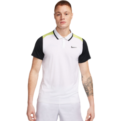 Men's Polo T-shirt Nike Court Dri-Fit Advantage Polo - white/lt lemon twist/black/black