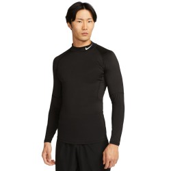 Men’s compression clothing Nike Pro Dri-FIT Fitness Mock-Neck Long-Sleeve - black/white