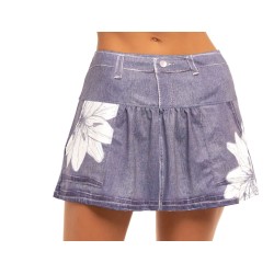 Women's skirt Lucky in Love Novelty Floral Denim Pocket Skirt - medium denin