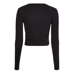 Women's long sleeve T-shirt Tommy Hilfiger Slim Branded Rib Cropped Tee LS - black
