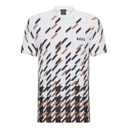 Men's Polo T-shirt BOSS x Matteo Berrettini Slim-fit Houndstooth Polo Shirt - white