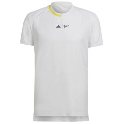 Men's T-shirt Adidas London Stretch Woven Tee - white/impact yellow