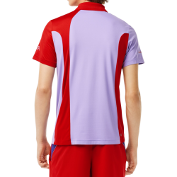Men's Polo T-shirt Lacoste SPORT Novak Djokovic Regular Fit Colorblock Polo - red/purple