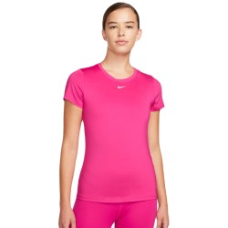 Women's T-shirt Nike One Dri-Fit Short Sleeve Slim Top - fireberry/white