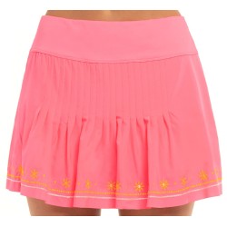 Women's skirt Lucky in Love Embroidery Long Stitch Around Skirt - neon pink