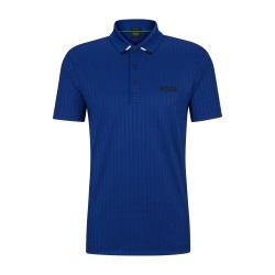 Men's Polo T-shirt BOSS Drop-needle Polo Shirt With Contrast Logos - bright blue