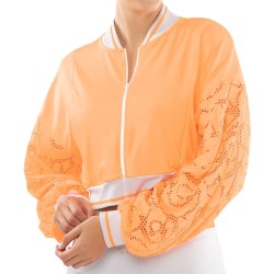 Women's jumper Lucky in Love Eyelet Go Lace Cropped Bomber Jacket Women - orange frost/white