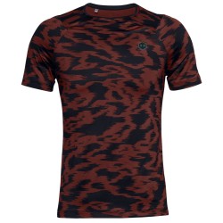 Men's T-shirt Under Armour Men's UA RUSH HeatGear Fitted Short Sleeve Printed - cinna red