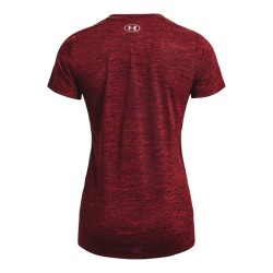 Women's T-shirt Under Armour Women's Tech Twist V-Neck - chestnut red/radio red