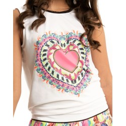 Girls' T-shirt Lucky in Love Girls Rockin Rococo Rockin' Heart Tie Back Tank - white