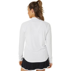 Women's long sleeve T-shirt Asics Court Long Sleeve 1/2 Zip Top - brilliant white/brilliant white