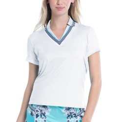 Women's T-shirt Lucky in Love Cool Urbana Geo Mod Notch Short Sleeve - white