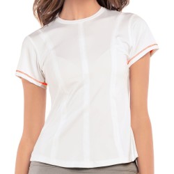 Women's T-shirt Lucky in Love Animal Instinct Get It Stripe S/S - white