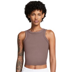 Women's top Nike One Fitted Dir-Fit Short Sleeve Crop Tank - smokey mauve/black