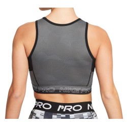 Women's top Nike Pro Dri-Fit Cropped Training Tank Top - black/iron grey/white/white