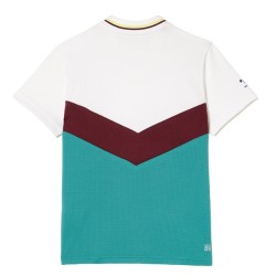 Boys' t-shirt Lacoste Tennis x Daniil Medvedev Jersey Polo - white/flashy yellow/bordeaux/blue