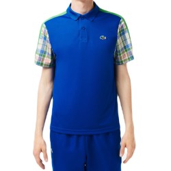 Men's Polo T-shirt Lacoste Colourblock Checked Polo Shirt - blue/green/white