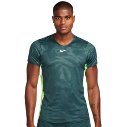 Men's T-shirt Nike Court Dri-Fit Advantage Printed Tennis Top - deep jungle/lime blast/white