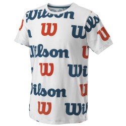 Boys' t-shirt Wilson All Over Logo Tech Tee B - white