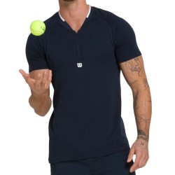 Men's Polo T-shirt Wilson Players Seamless Zip Henley 2.0 - classic navy