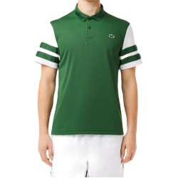 Men's Polo T-shirt Lacoste Ultra-Dry Colourblock Tennis Polo Shirt - green/white