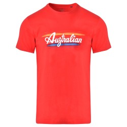 Men's T-shirt Australian Cotton T-Shirt Brush Line Print - rosso vivo