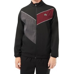 Men's Tracksuit Lacoste Stretch Fabric Tennis Sweatsuit - black/orange/bordeaux