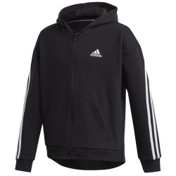 Girls' jumper Adidas 3 Stripes Full-Zip Hoodie - black/white