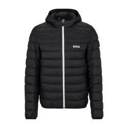 Men's jacket BOSS Water-Repellent Puffer Jacket With Branded Trims - black