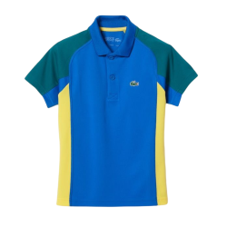Boys' t-shirt Lacoste Sport Regular Fit Mesh Detail Tennis Polo - blue/green/blue/yellow