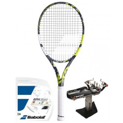 Tennis racket Babolat Pure Aero Team - grey/yellow/white + string + stringing