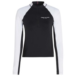 Women's jumper Tommy Hilfiger Slim Two Tone Half Zip LS - black