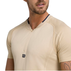 Men's Polo T-shirt Wilson Players Seamless Zip Henley 2.0 - safari