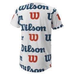 Boys' t-shirt Wilson All Over Logo Tech Tee B - white