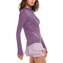 Women's long sleeve T-shirt Lucky in Love Avant Garde 1.0 Architect 1/4 Zip Long Sleeve - dusk