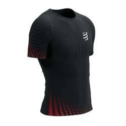 Men's T-shirt Compressport Racing SS Tshirt - black/high risk red
