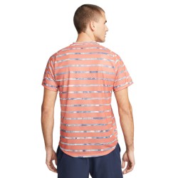 Men's T-shirt Nike Court Dri-Fit Striped Victory Top M - madder root/white