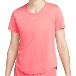 Women's T-shirt Nike Dri-FIT One Short Sleeve Standard Fit Top - sea coral/white