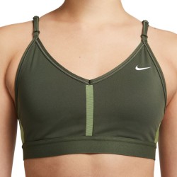 Women's bra Nike Indy Bra V-Neck - cargo khaki/alligator/cargo khaki/white