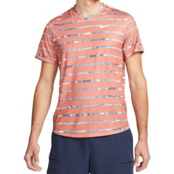 Men's T-shirt Nike Court Dri-Fit Striped Victory Top M - madder root/white