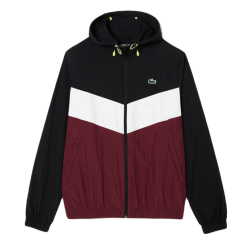 Men's jacket Lacoste Water Resistant Packaway Zipped Sport Jacket - black/gris/bordeaux