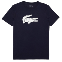 Men's T-shirt Lacoste SPORT 3D Print Crocodile Breathable Jersey T-shirt - navy blue/white