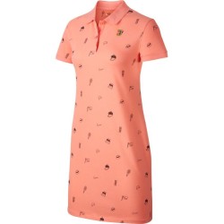 Women's dress Nike Polo Dress Print - sunblush/brilliant orange