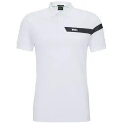Men's Polo T-shirt BOSS Slim-fit Paule Polo Shirt - white