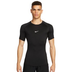 Men’s compression clothing Nike Pro Dri-FIT Tight Short-Sleeve Fitness Top - black/white